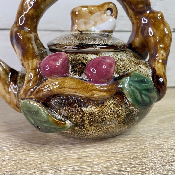 Handmade Hand Painted Ceramic Floral Forest Tree Branch Decorative Teapot - Picture 2 of 16